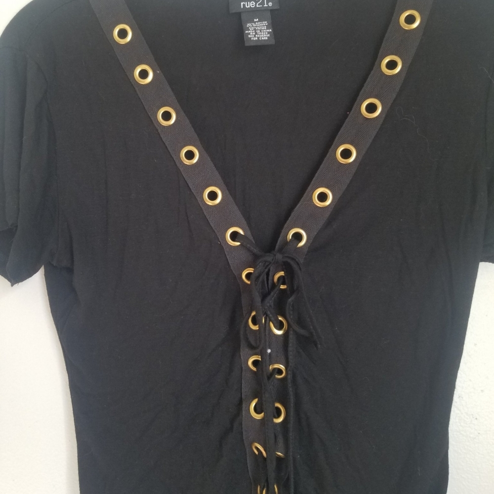Black lace up Bodysuit